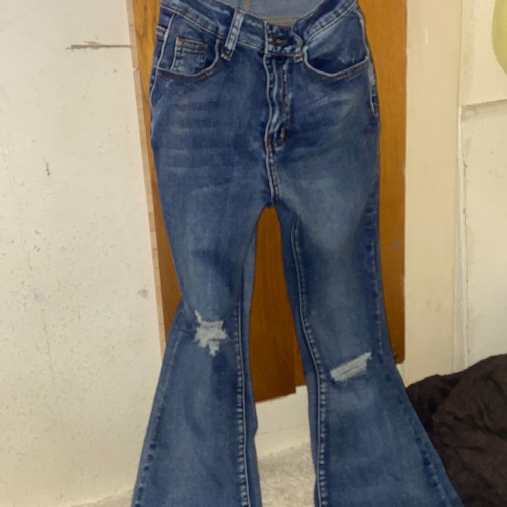 high rise flared jeans